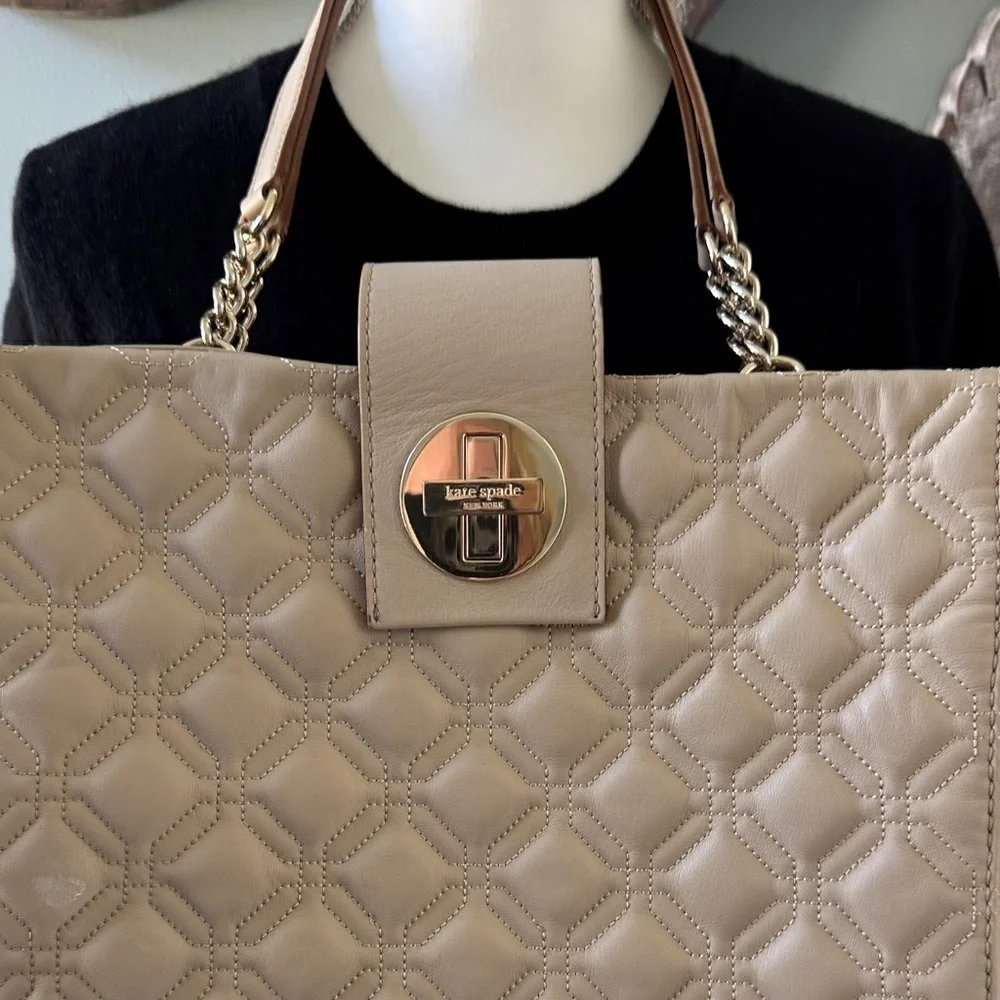 Kate Spade Quilted Large Tan Tote